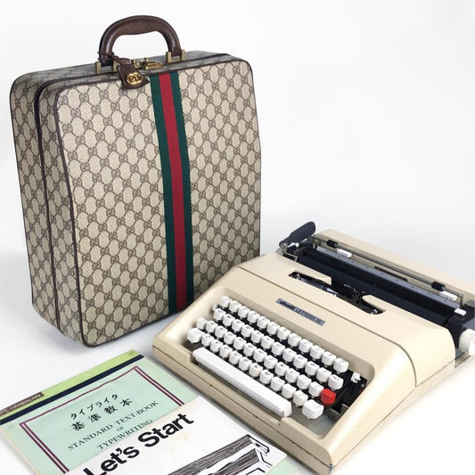 【希少】GUCCI グッチ／Olivetti オリベッティ／タイプライター専用ケース ＆ タイプライター LETTERA 35 セット／ブラウン・クリーム