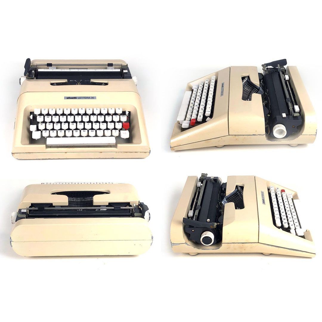 【希少】GUCCI グッチ／Olivetti オリベッティ／タイプライター専用ケース ＆ タイプライター LETTERA 35 セット／ブラウン・クリーム