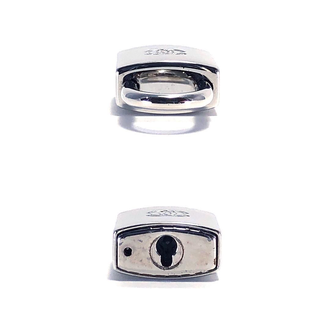 【美品】CHANEL シャネル／ココマーク カデナ キー & クロシェット 南京錠 鍵 ケース／レザー・メタル／ブラック・シルバー