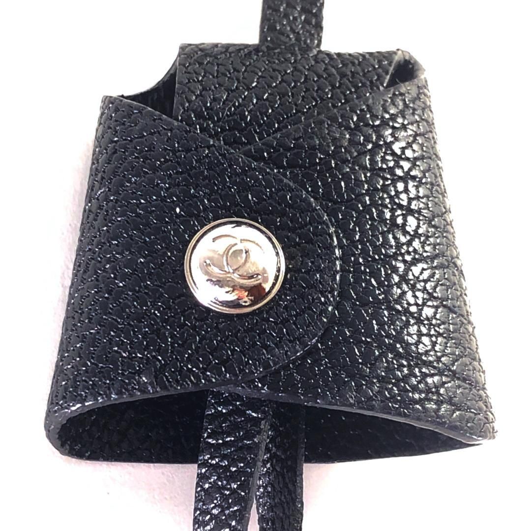 【美品】CHANEL シャネル／ココマーク カデナ キー & クロシェット 南京錠 鍵 ケース／レザー・メタル／ブラック・シルバー