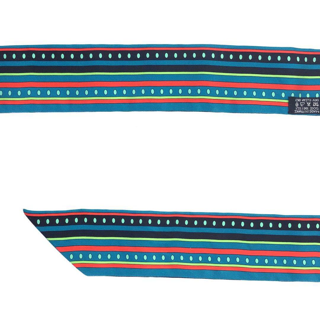 【美品・箱付き】HERMES エルメス／セカンス シルク ツイリー／シルク／ブルー