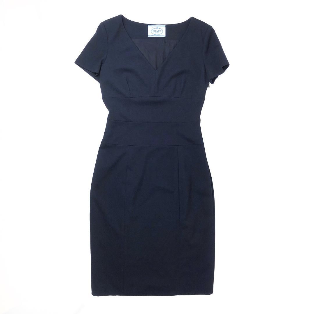 【美品】PRADA プラダ／ワンピース 半袖 74C019PA7EA／礼服 セレモニー／ブラック