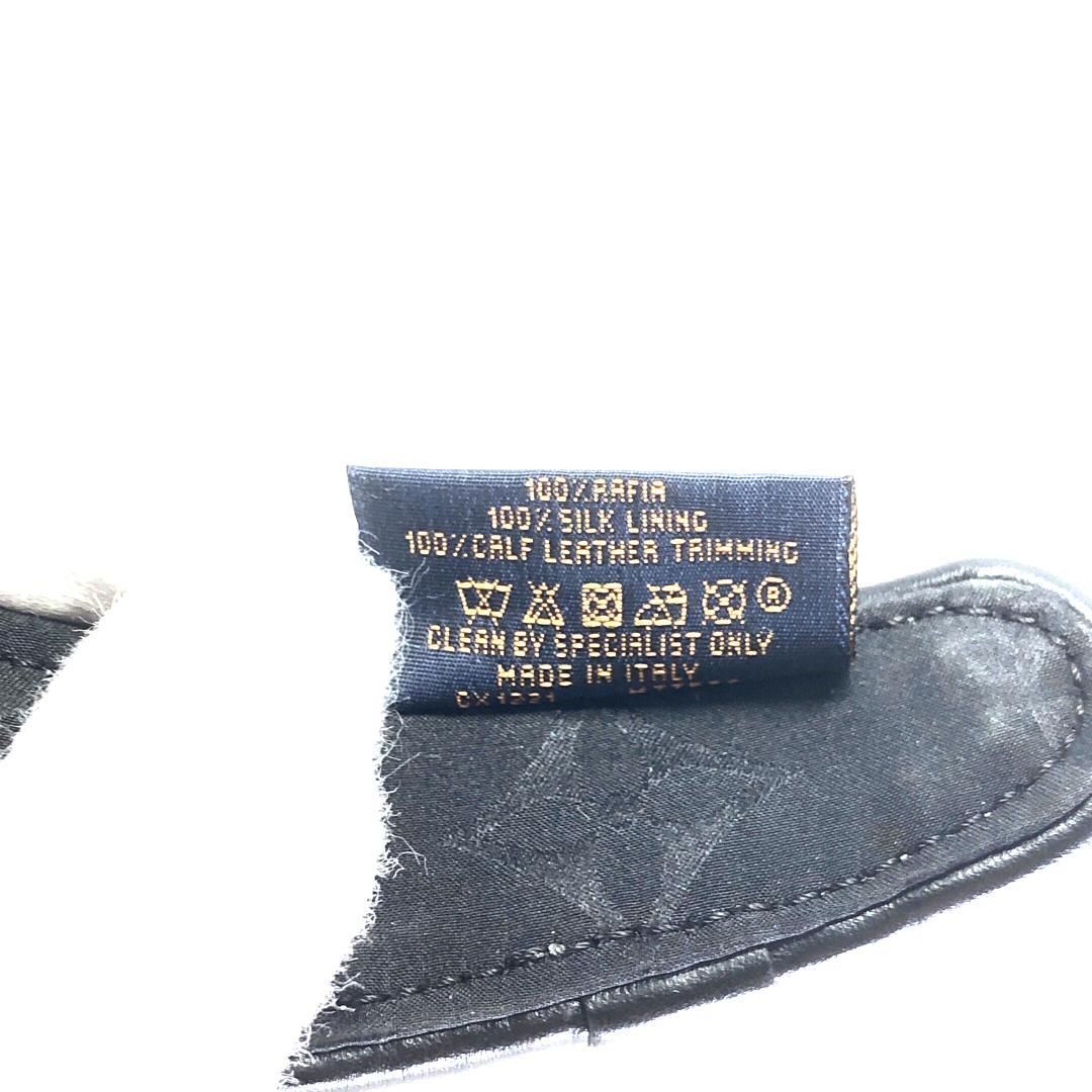 【美品】LOUIS VUITTON ルイヴィトン／ヘッドバンド ラフィア M77534／ラフィア・ラムレザー・シルク／NOIR(ノワール)