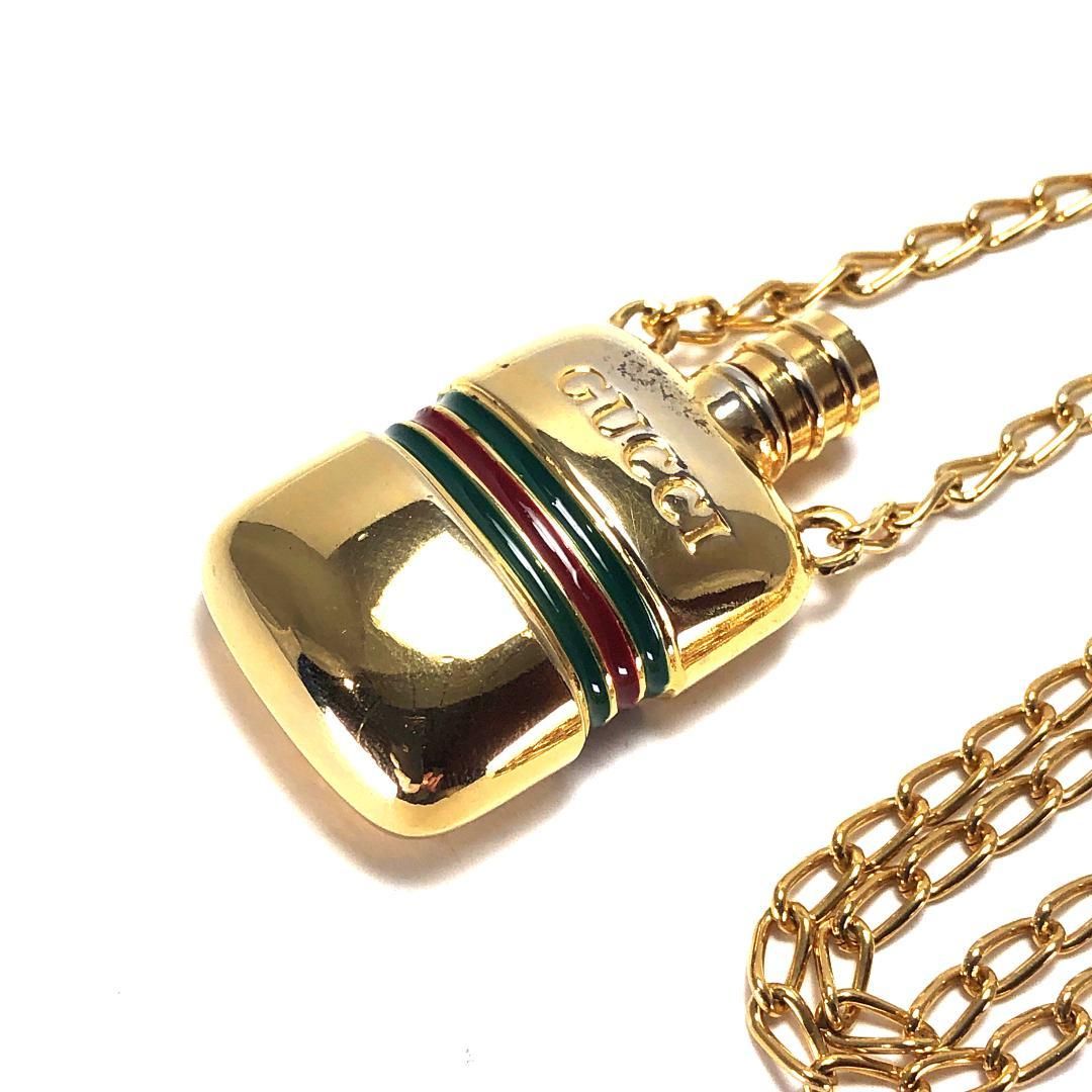 GUCCI グッチ／パフューム ボトル ペンダント ネックレス 香水瓶／シェリーライン／GP／ゴールド