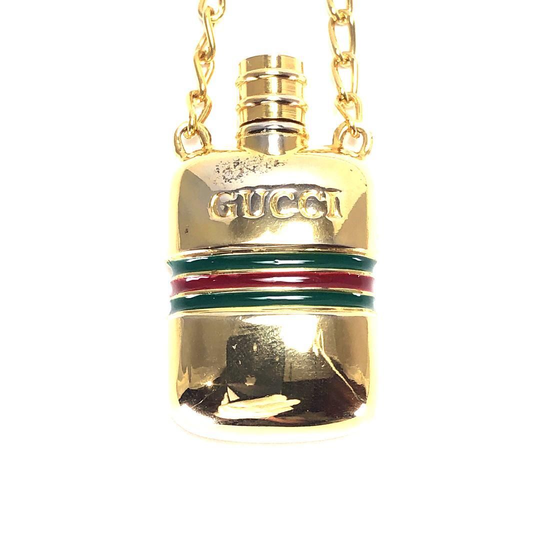 GUCCI グッチ／パフューム ボトル ペンダント ネックレス 香水瓶／シェリーライン／GP／ゴールド