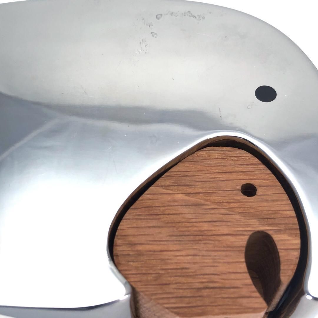 Georg Jensen ジョージジェンセン／エレファント 貯金箱 マニファント ウィズ ツインズ／ステンレス・木製／シルバー・ブラウン