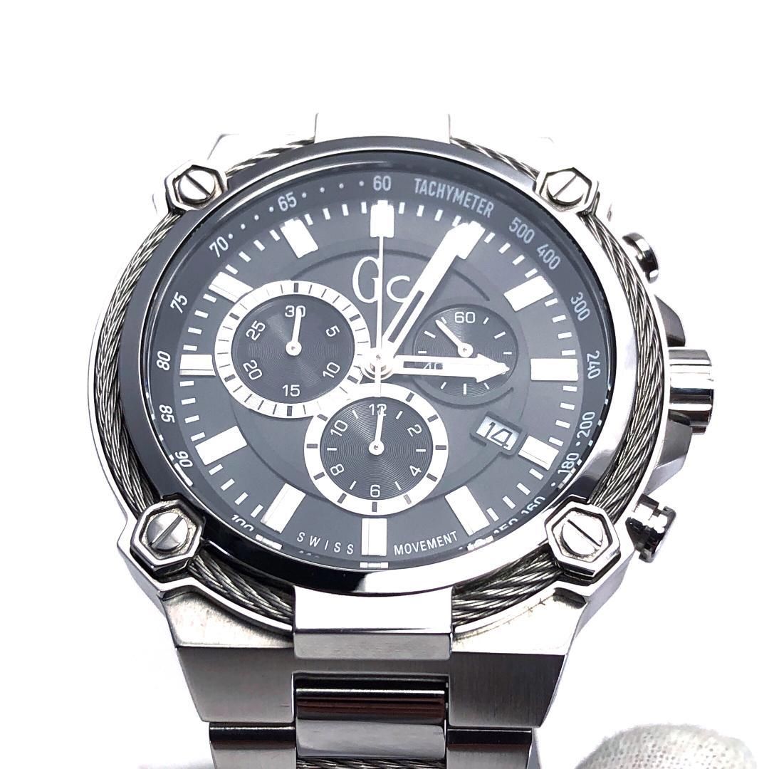 【美品・電池交換済】Gc WATCHES ジーシーウォッチ／クロノグラフ Y24003G2／クォーツ／ステンレス／シルバー・ブラック