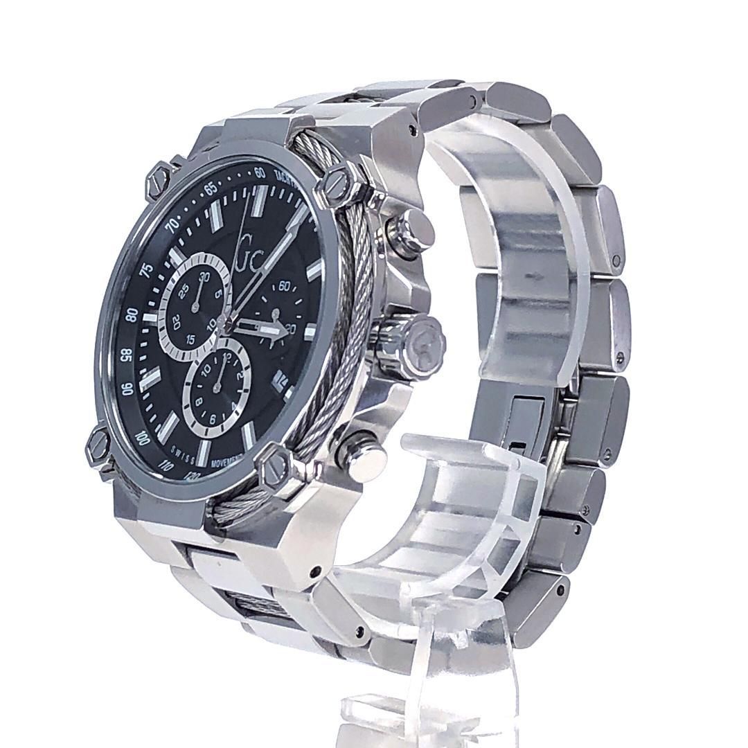 【美品・電池交換済】Gc WATCHES ジーシーウォッチ／クロノグラフ Y24003G2／クォーツ／ステンレス／シルバー・ブラック