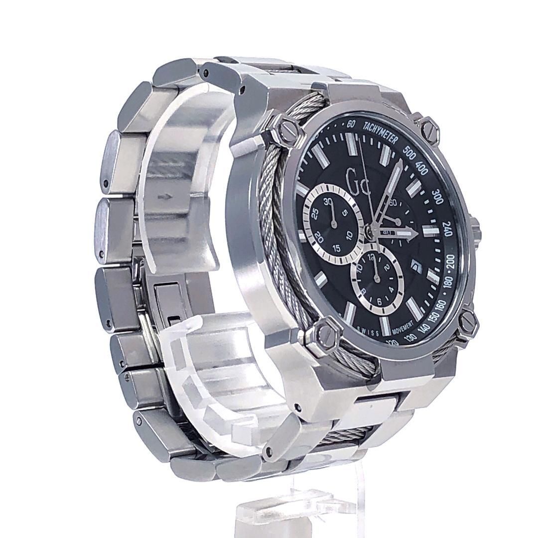 【美品・電池交換済】Gc WATCHES ジーシーウォッチ／クロノグラフ Y24003G2／クォーツ／ステンレス／シルバー・ブラック