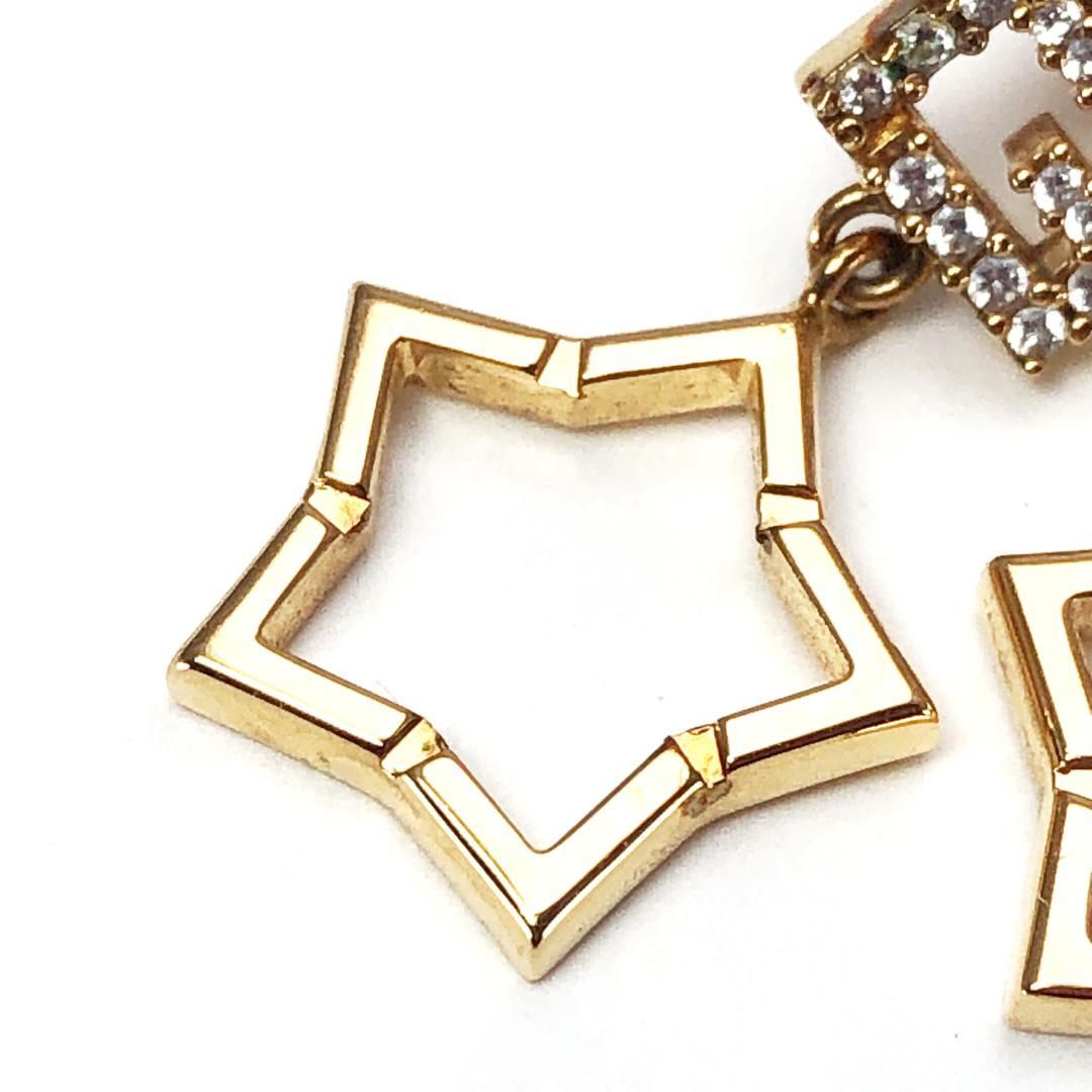 【美品】FENDI フェンディ／スターモチーフ ピアス 3523／FF スワロフスキー／GP／ゴールド