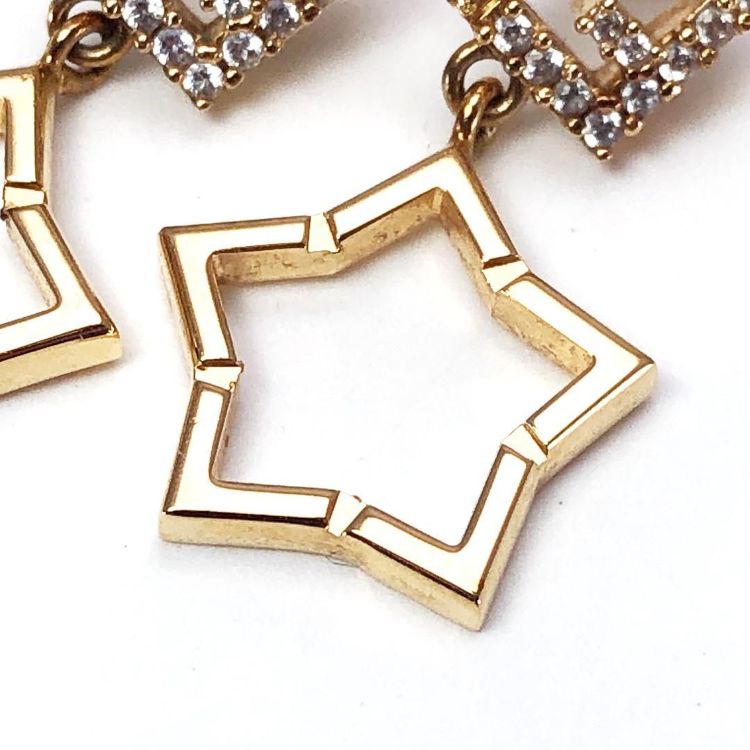 【美品】FENDI フェンディ／スターモチーフ ピアス 3523／FF スワロフスキー／GP／ゴールド