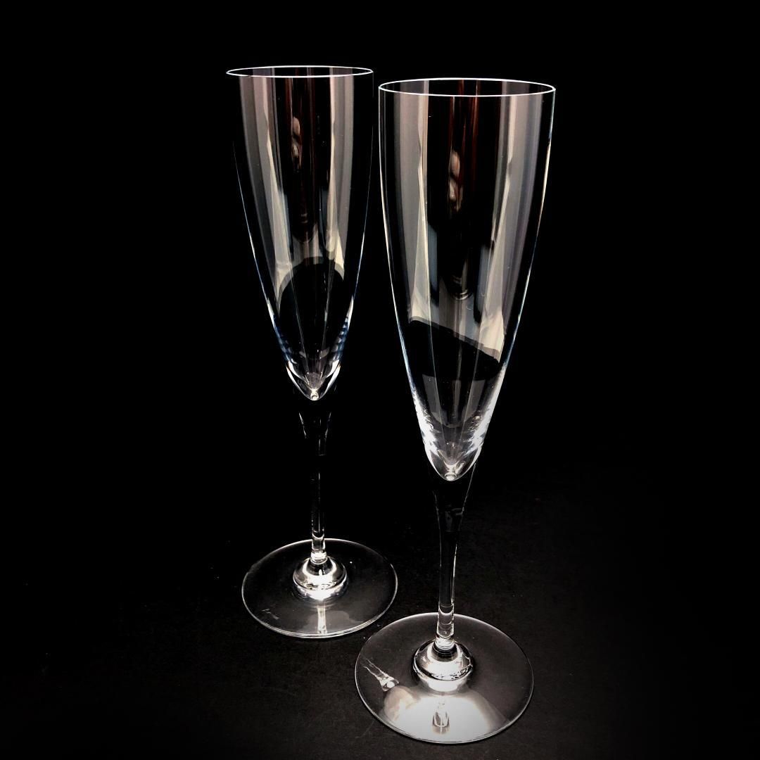 【美品】Baccarat バカラ／ドン ペリニョン ペア シャンパンフルート 23cm／クリスタルグラス／クリア／BC449
