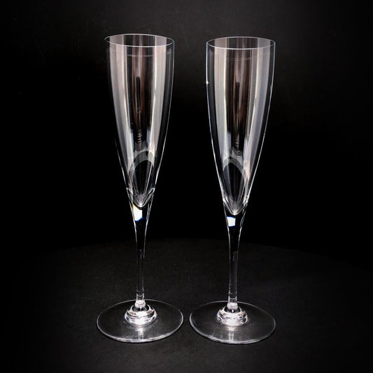 【美品】Baccarat バカラ／ドン ペリニョン ペア シャンパンフルート 23cm／クリスタルグラス／クリア／BC449