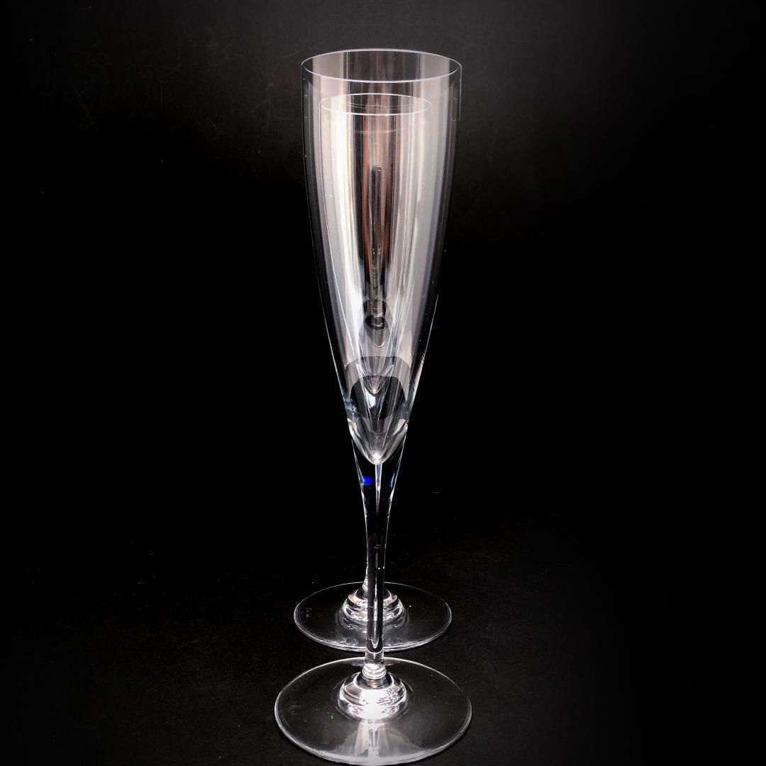 【美品】Baccarat バカラ／ドン ペリニョン ペア シャンパンフルート 23cm／クリスタルグラス／クリア／BC449