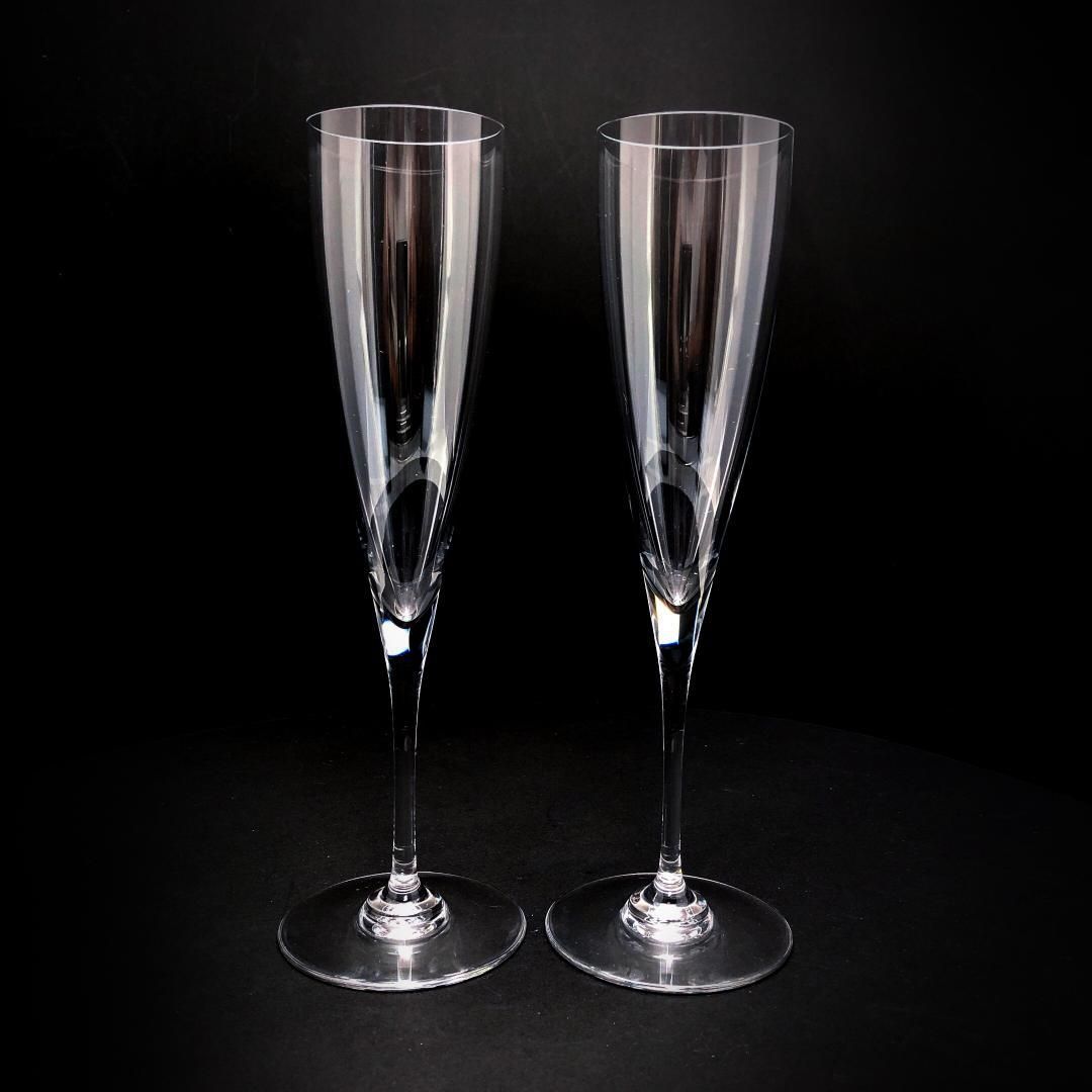【美品】Baccarat バカラ／ドン ペリニョン ペア シャンパンフルート 23cm／クリスタルグラス／クリア／BC449