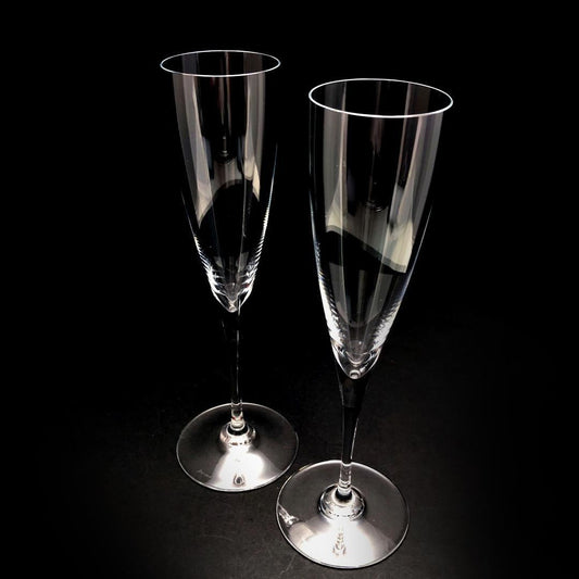 【美品】Baccarat バカラ／ドン ペリニョン ペア シャンパンフルート 23cm／クリスタルグラス／クリア／BC450