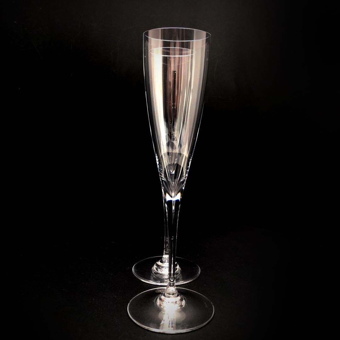 【美品】Baccarat バカラ／ドン ペリニョン ペア シャンパンフルート 23cm／クリスタルグラス／クリア／BC450