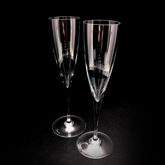 【美品】Baccarat バカラ／ドン ペリニョン ペア シャンパンフルート 23cm／クリスタルグラス／クリア／BC451
