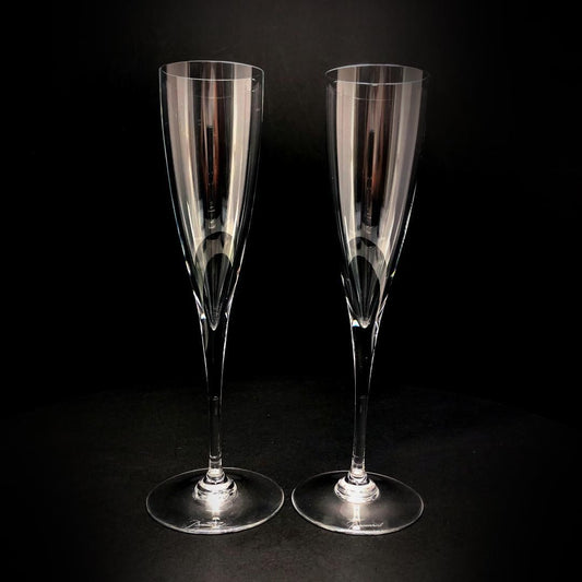 【美品】Baccarat バカラ／ドン ペリニョン ペア シャンパンフルート 23cm／クリスタルグラス／クリア／BC451