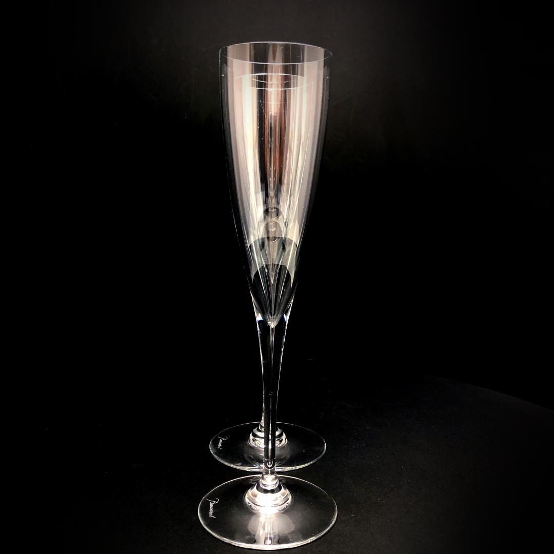 【美品】Baccarat バカラ／ドン ペリニョン ペア シャンパンフルート 23cm／クリスタルグラス／クリア／BC451