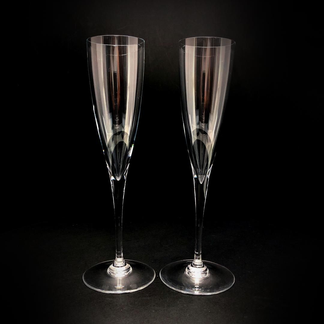 【美品】Baccarat バカラ／ドン ペリニョン ペア シャンパンフルート 23cm／クリスタルグラス／クリア／BC451