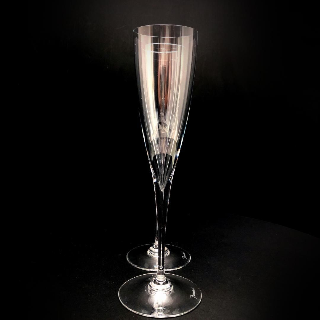【美品】Baccarat バカラ／ドン ペリニョン ペア シャンパンフルート 23cm／クリスタルグラス／クリア／BC451