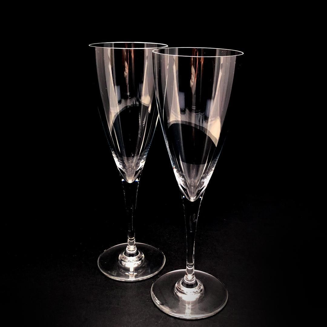 【美品】Baccarat バカラ／ドン ペリニョン ペア シャンパンフルート 20cm／クリスタルグラス／クリア／BC454