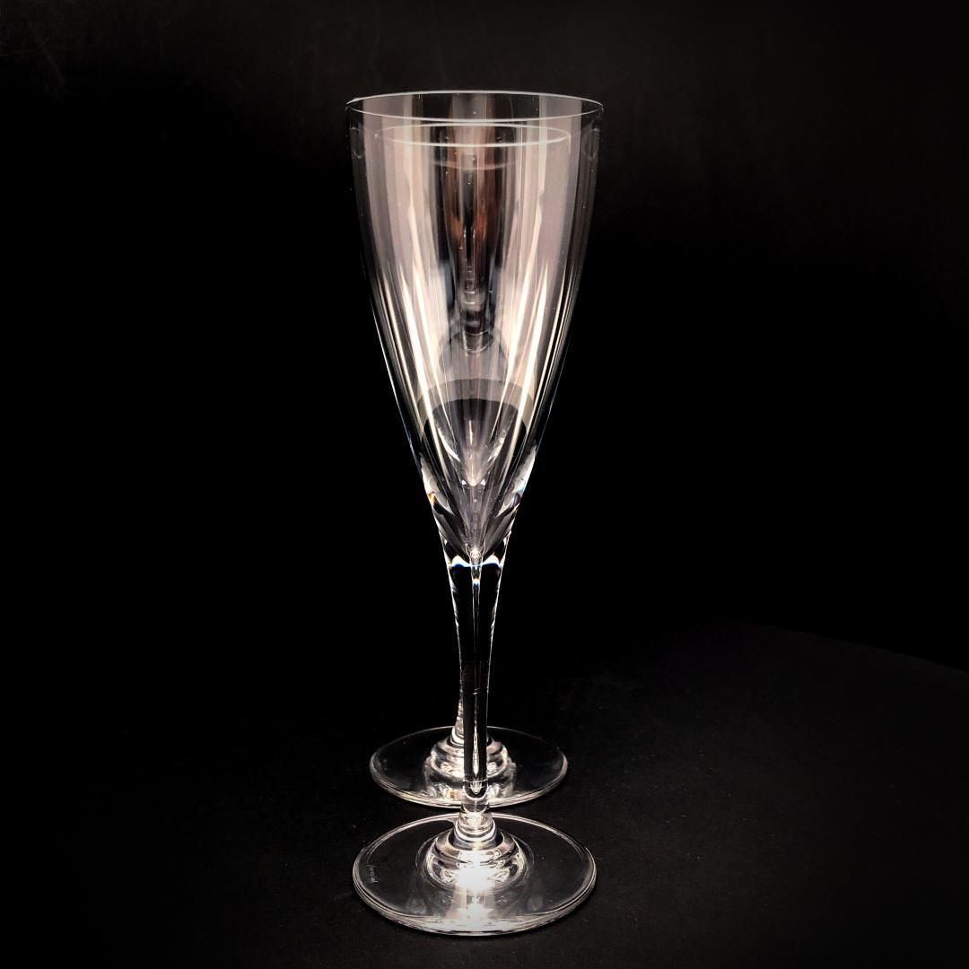 【美品】Baccarat バカラ／ドン ペリニョン ペア シャンパンフルート 20cm／クリスタルグラス／クリア／BC454