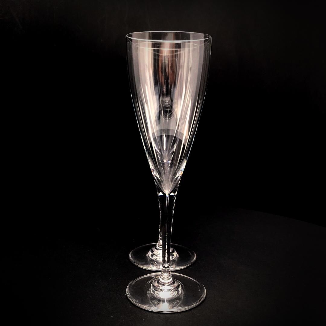 【美品】Baccarat バカラ／ドン ペリニョン ペア シャンパンフルート 20cm／クリスタルグラス／クリア／BC454