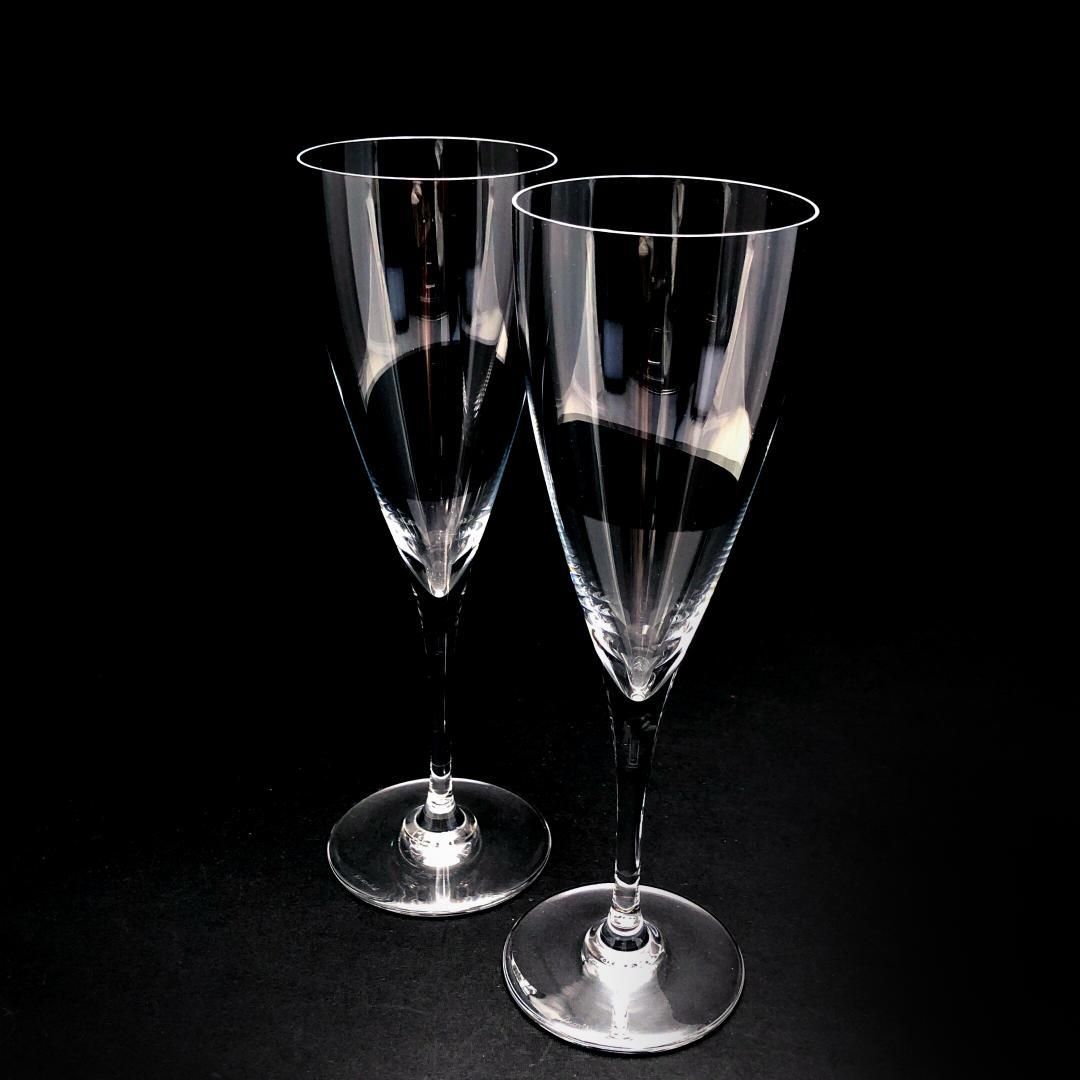 【美品】Baccarat バカラ／ドン ペリニョン ペア シャンパンフルート 20cm／クリスタルグラス／クリア／BC455