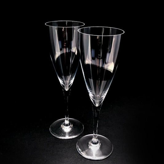 【美品】Baccarat バカラ／ドン ペリニョン ペア シャンパンフルート 20cm／クリスタルグラス／クリア／BC455