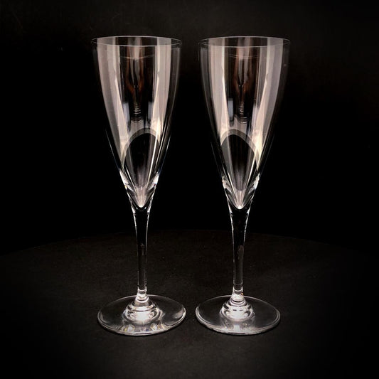 【美品】Baccarat バカラ／ドン ペリニョン ペア シャンパンフルート 20cm／クリスタルグラス／クリア／BC455