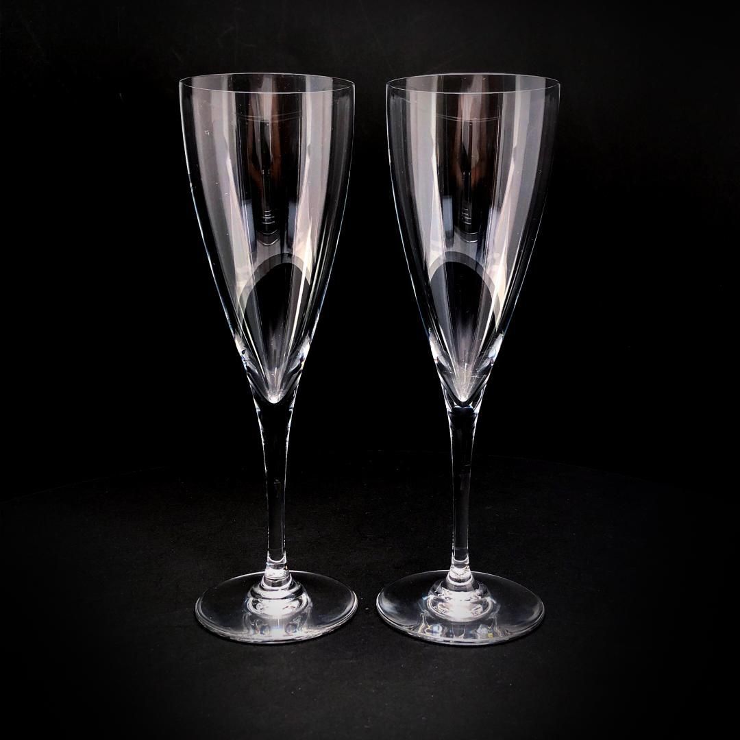 【美品】Baccarat バカラ／ドン ペリニョン ペア シャンパンフルート 20cm／クリスタルグラス／クリア／BC455