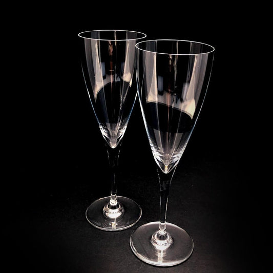 【美品】Baccarat バカラ／ドン ペリニョン ペア シャンパンフルート 20cm／クリスタルグラス／クリア／BC456