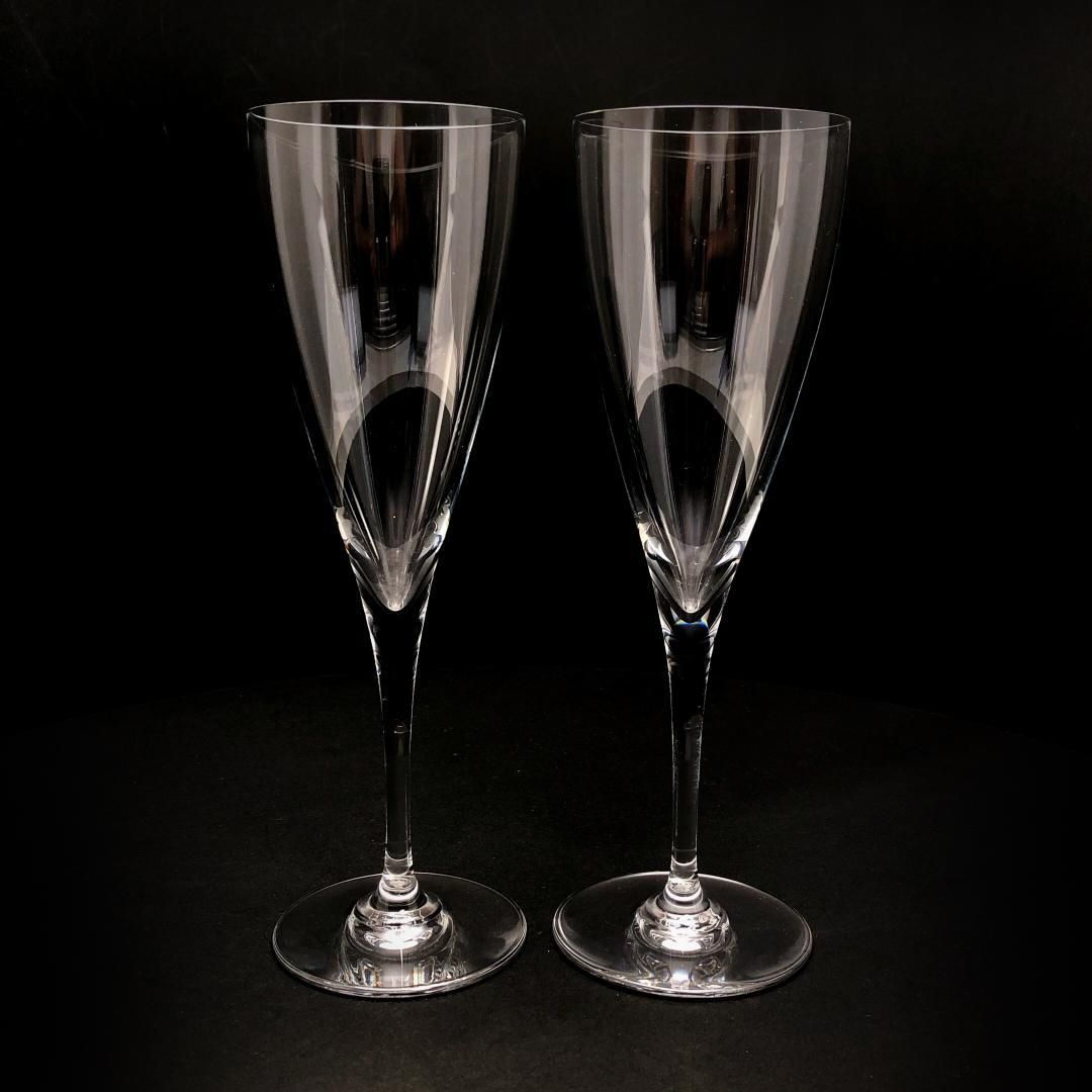 【美品】Baccarat バカラ／ドン ペリニョン ペア シャンパンフルート 20cm／クリスタルグラス／クリア／BC456