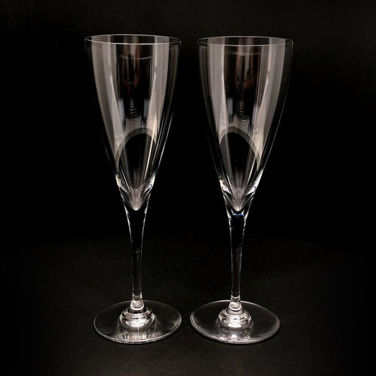 【美品】Baccarat バカラ／ドン ペリニョン ペア シャンパンフルート 20cm／クリスタルグラス／クリア／BC456