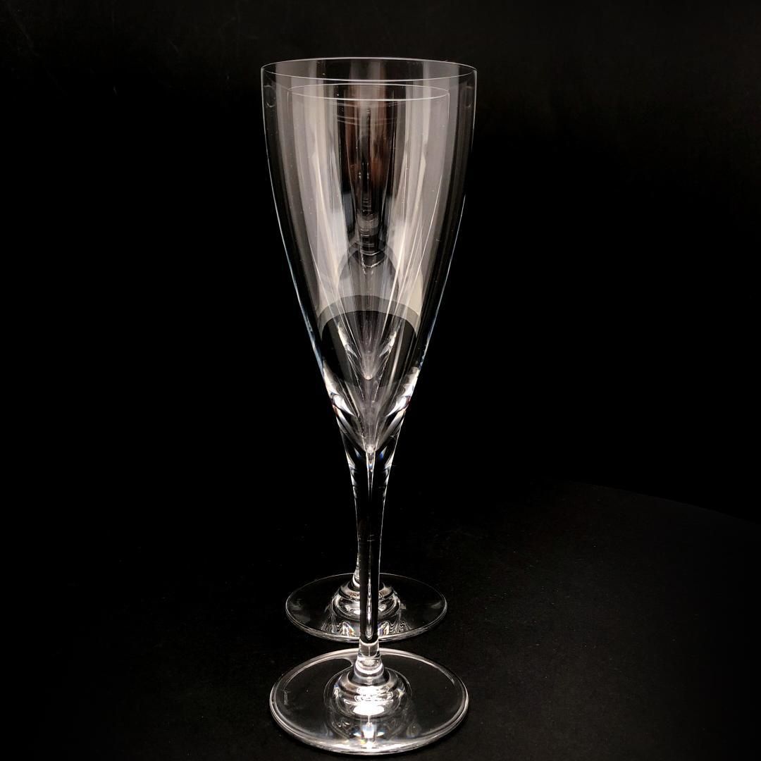 【美品】Baccarat バカラ／ドン ペリニョン ペア シャンパンフルート 20cm／クリスタルグラス／クリア／BC456