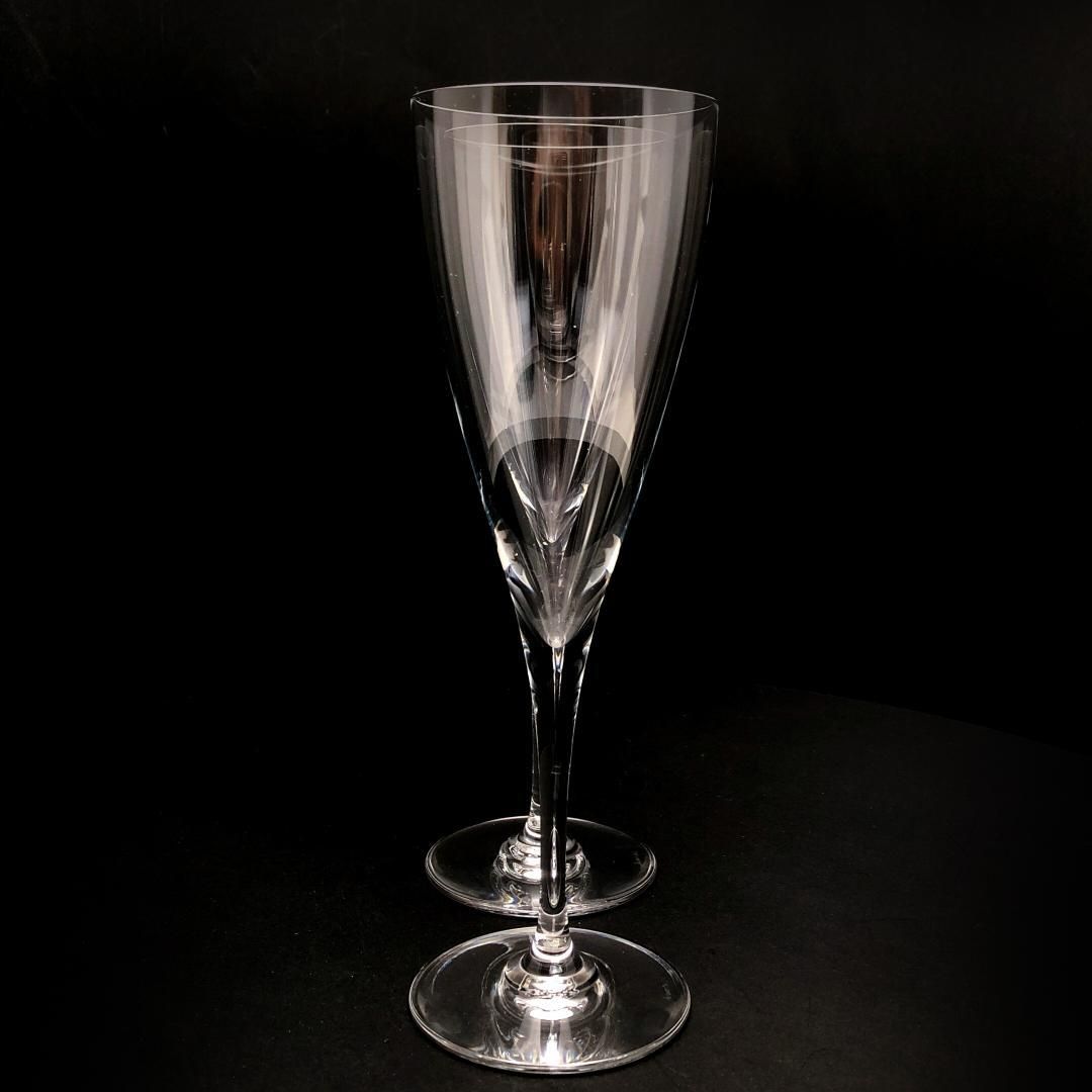 【美品】Baccarat バカラ／ドン ペリニョン ペア シャンパンフルート 20cm／クリスタルグラス／クリア／BC456