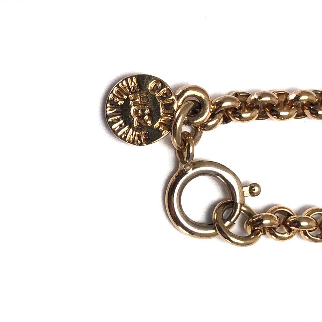 【希少・美品】CELINE セリーヌ／サークルロゴ フェイクパール ブレスレット／GP／ゴールド・ホワイト