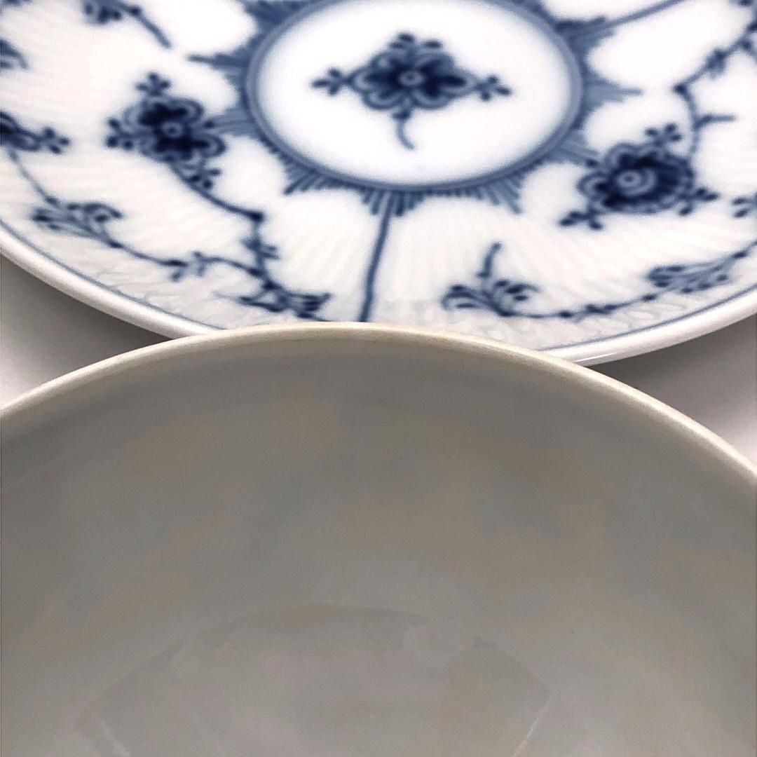 Royal Copenhagen ロイヤルコペンハーゲン／ブルーフルーテッド プレイン ペア カップ＆ソーサー／陶器／ホワイト・ブルー