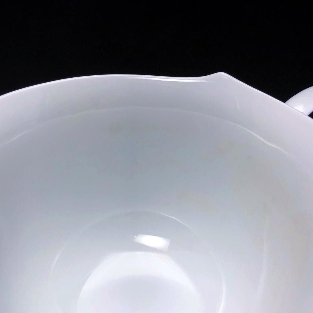 【美品】meissen マイセン／波の戯れ ペア ティー カップ&ソーサー／陶器／ホワイト