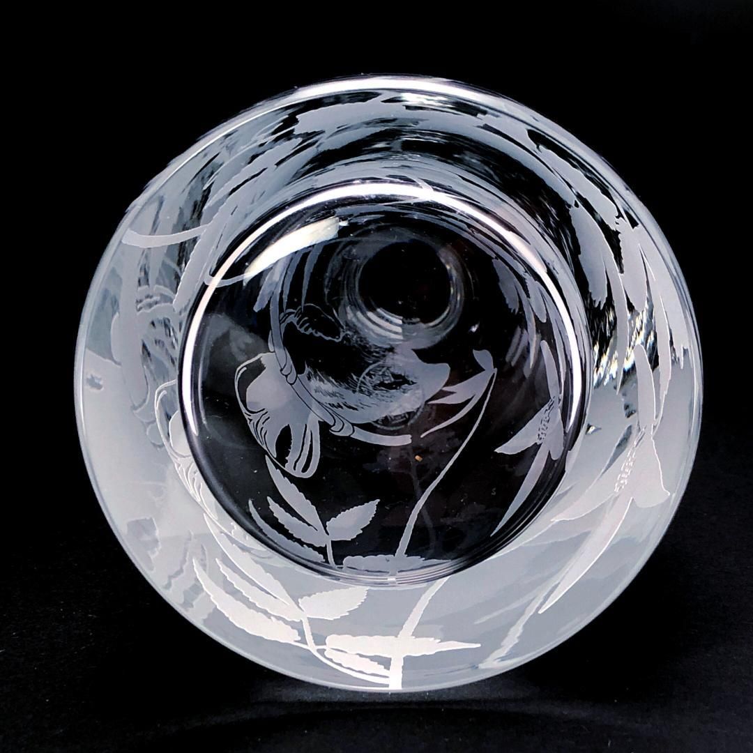 【希少】Baccarat バカラ／ポエティックガーデン オウム＆蝶柄 フワラーベース／クリスタルグラス／クリア／BC492