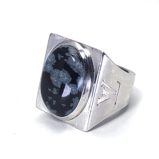 【美品】ルイヴィトン／シェバリエール スノーフロー リング 指輪 M64903／15号／SV925／シルバー・ブラック