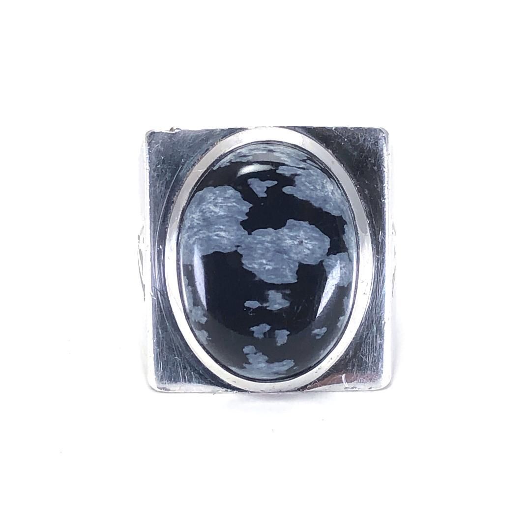 【美品】ルイヴィトン／シェバリエール スノーフロー リング 指輪 M64903／15号／SV925／シルバー・ブラック