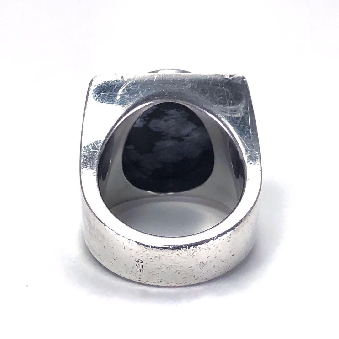 【美品】ルイヴィトン／シェバリエール スノーフロー リング 指輪 M64903／15号／SV925／シルバー・ブラック