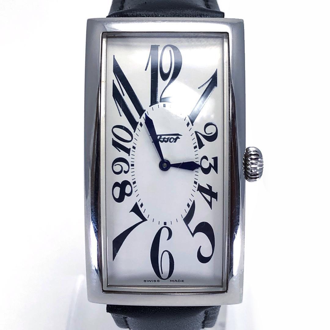 【美品・箱付】TISSOT ティソ／ヘリテージ バナナウォッチ T56.1.622.72／クォーツ／ステンレス・レザー／シルバー・ホワイト・ブラック