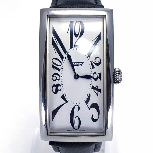 【美品・箱付】TISSOT ティソ／ヘリテージ バナナウォッチ T56.1.622.72／クォーツ／ステンレス・レザー／シルバー・ホワイト・ブラック