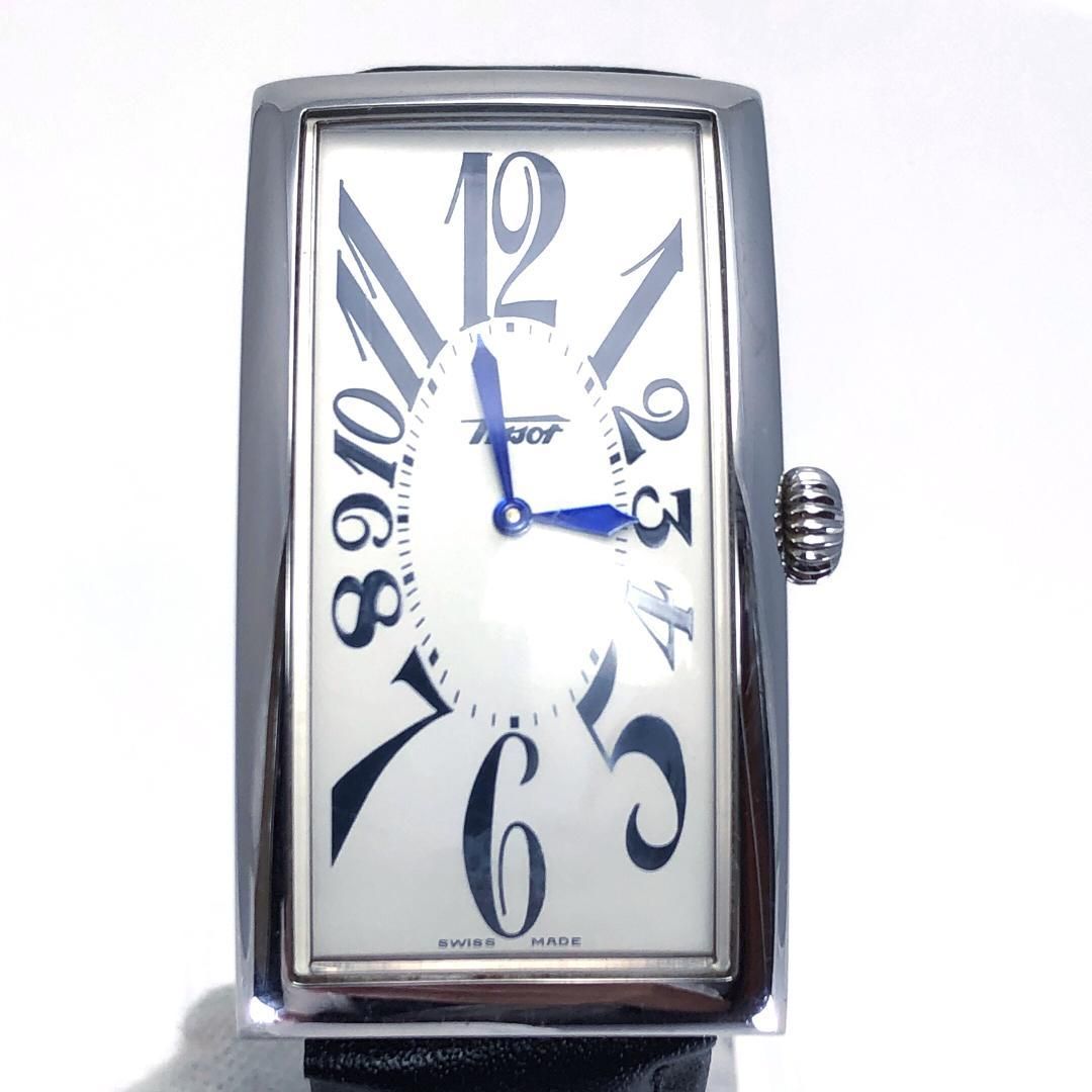 【美品・箱付】TISSOT ティソ／ヘリテージ バナナウォッチ T56.1.622.72／クォーツ／ステンレス・レザー／シルバー・ホワイト・ブラック