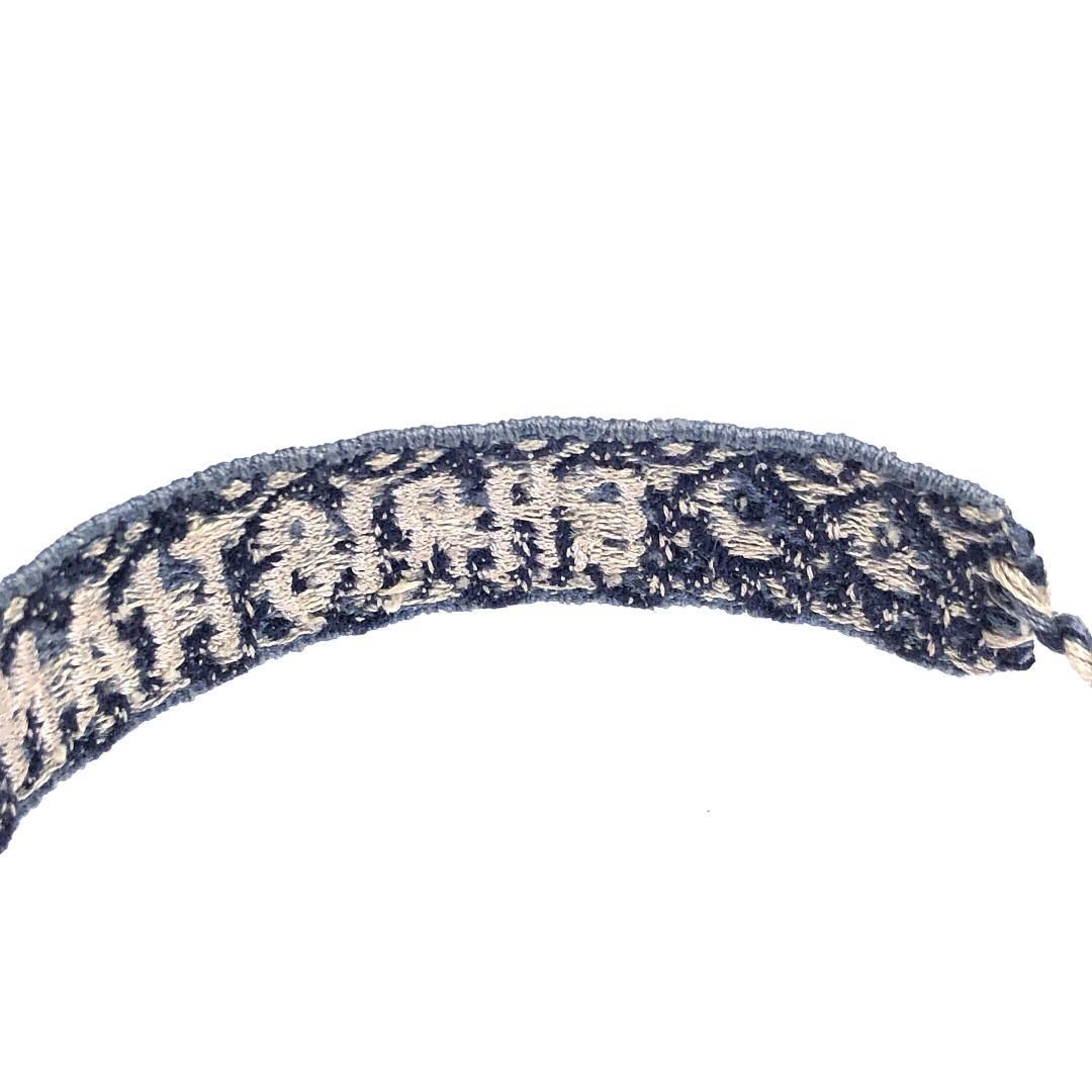 【美品・箱付き】Christian Dior クリスチャンディオール／オブリーク ミサンガ ブレスレット／ファブリック／ブラック・ホワイト