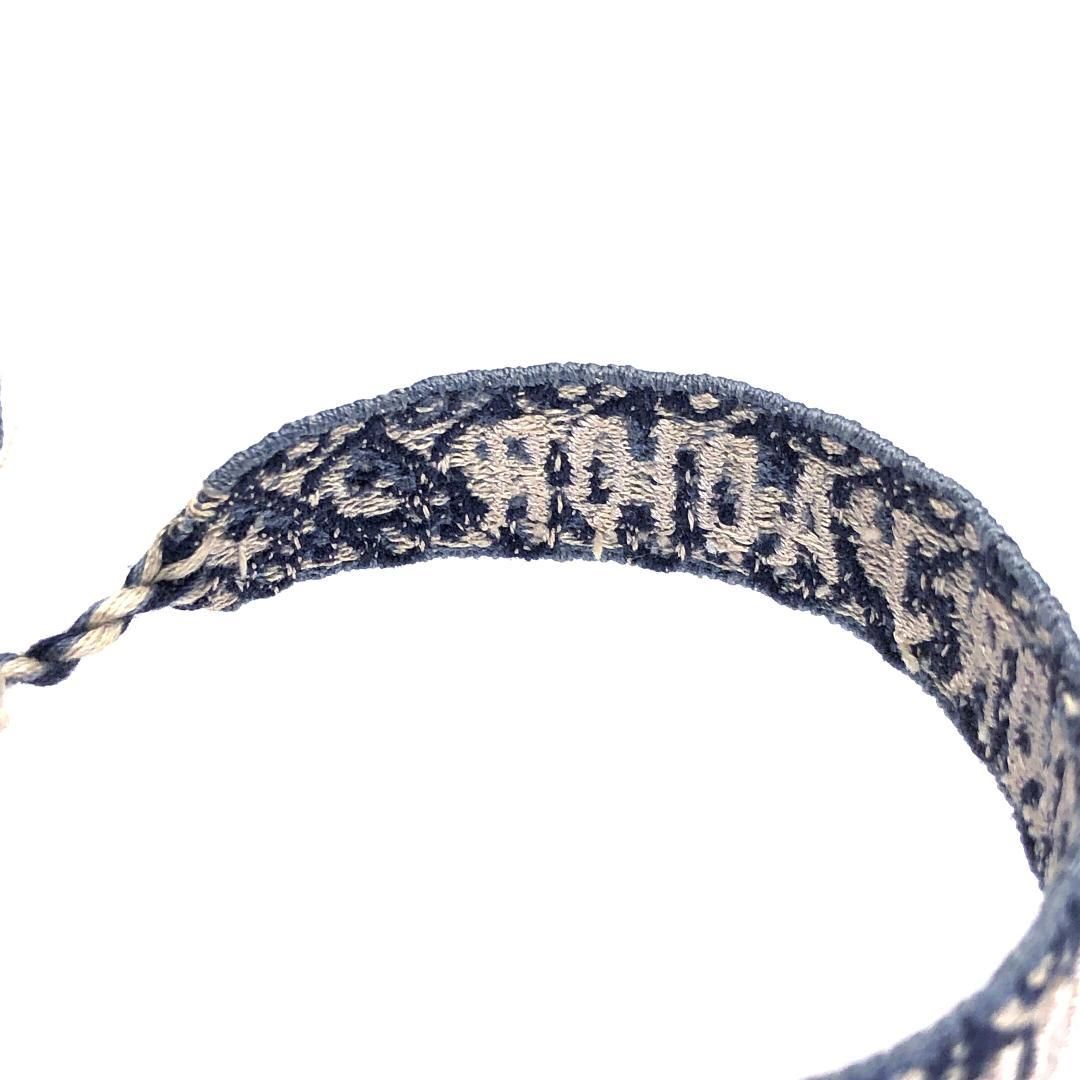 【美品・箱付き】Christian Dior クリスチャンディオール／オブリーク ミサンガ ブレスレット／ファブリック／ブラック・ホワイト